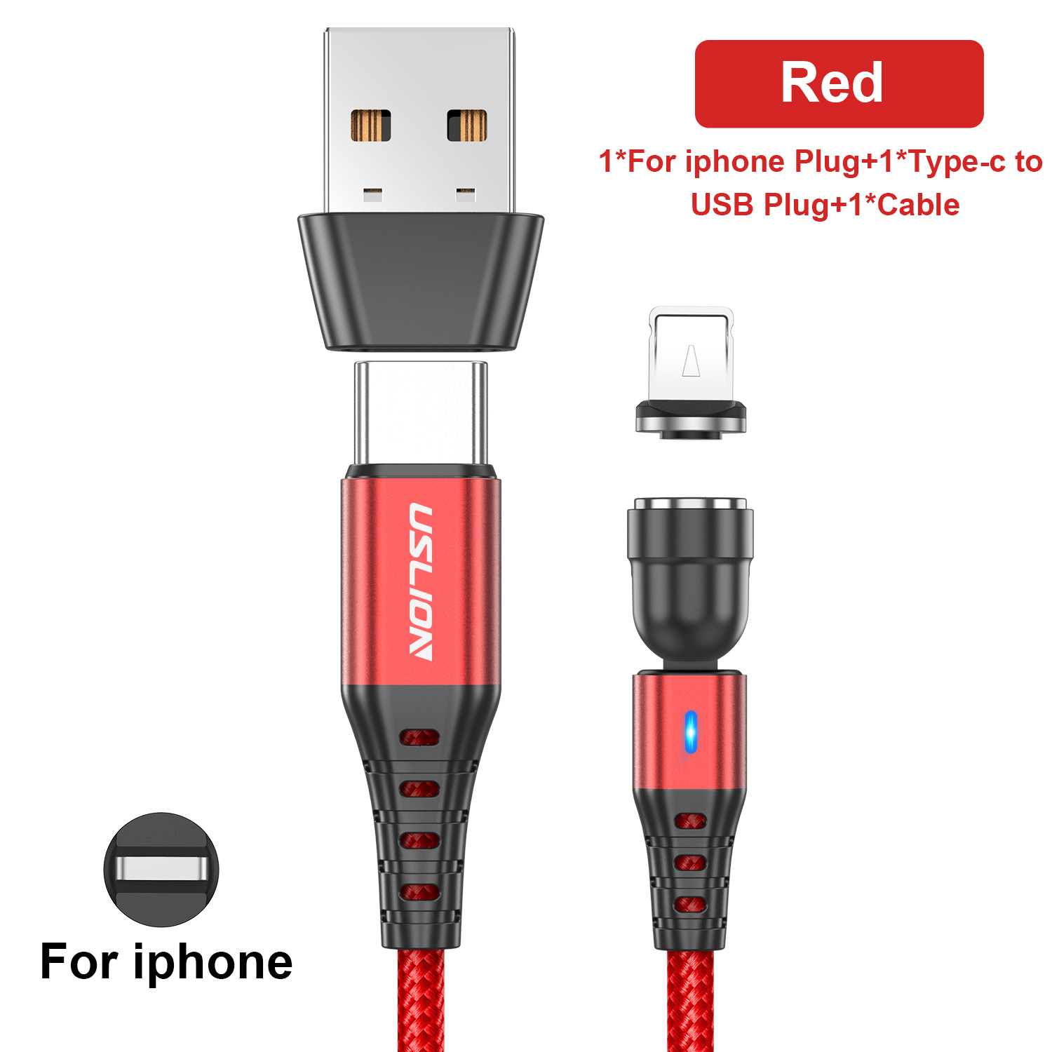 USLION 2 in 1 PD 60W Fast Charging Magnetic Cable USB C to Type C Micro Data Cord for iPhone 15 14 Pro Max Xiaomi 13 Poco M5 X5: Gold / 2m