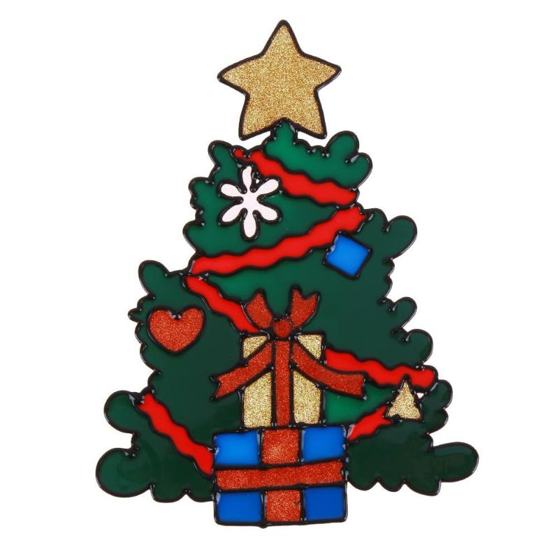 Pegatinas de cristal de silicona de Navidad para Año , pegatina decorativa de Navidad para puerta de cristal y ventana grande, herramienta de decoración de ambiente para Navidad: Tree