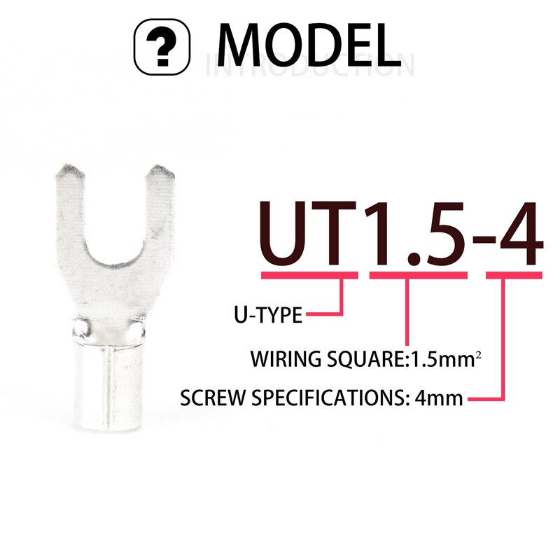 100Pcs Cable Connector Crimp Ut Niet Geïsoleerde Ring Vork U-Tin-Plated Brass Terminals assortiment Kit