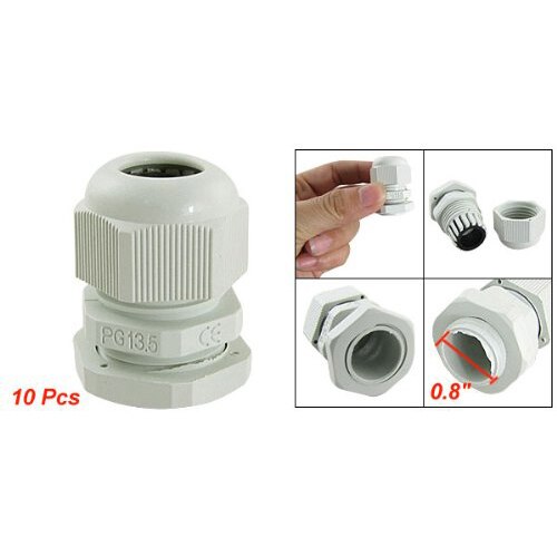 10 Pcs PG13.5 White Plastic Waterproof Connectors Cable Glands: Default Title