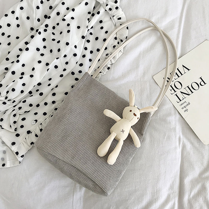 Grote boodschappentassen, schattige, eenvoudige boodschappentas, opvouwbare stevige corduroy tas, casual damestassen: 2