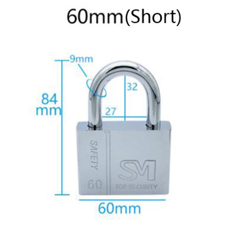Rustfrit stål hængelås skab udendørs lås holdbar brug heavy duty høj sikkerhed solid lås dør gate box sikkerhed: Kort 60mm