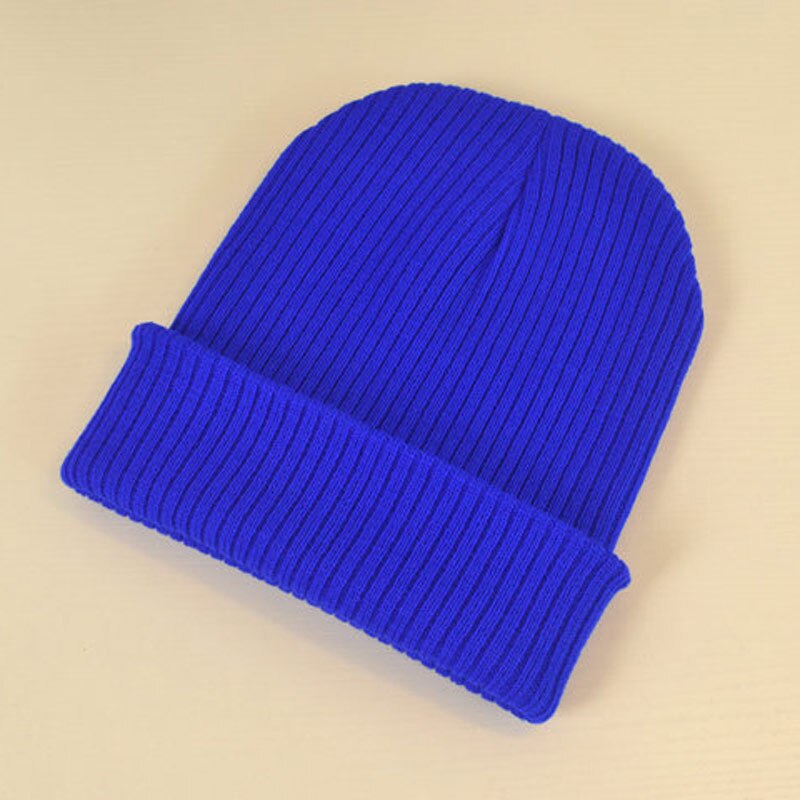 Sombreros de mujer para otoño e invierno, gorro de puño a rayas liso 100% gorro de calavera de punto suave y elástico acrílico negro, gris, azul marfil, azul marino, etc.
