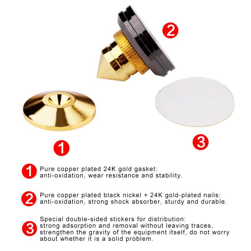 1 Set /4 Set Gold Speaker Spike Floor Discs Stand Foot Cone Insulation Spikes Shock Pin Nails And Pads Accessories