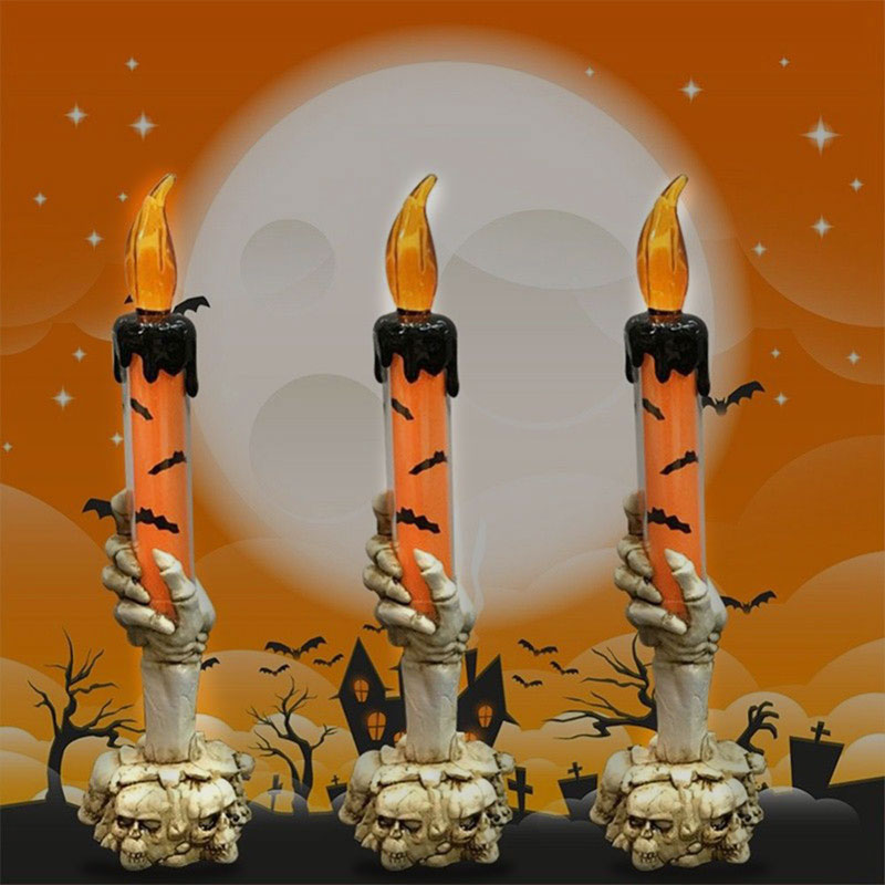 Halloween hodeskalle lysestake 3- hoder hall skjelett ledet stearinlys holder familie halloween fest gjør-det-selv hjemmedeco