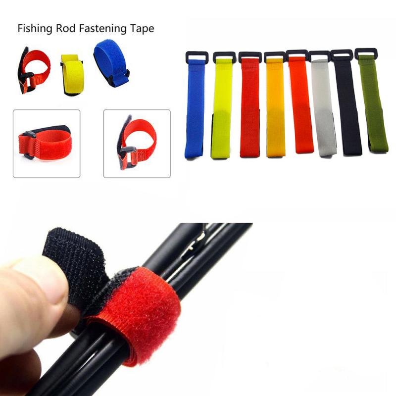 10 pièces réutilisable canne à pêche cravate sangle de maintien bretelles attache crochet boucle liens canne à pêche sangle cravates en plein air pêche Gadget