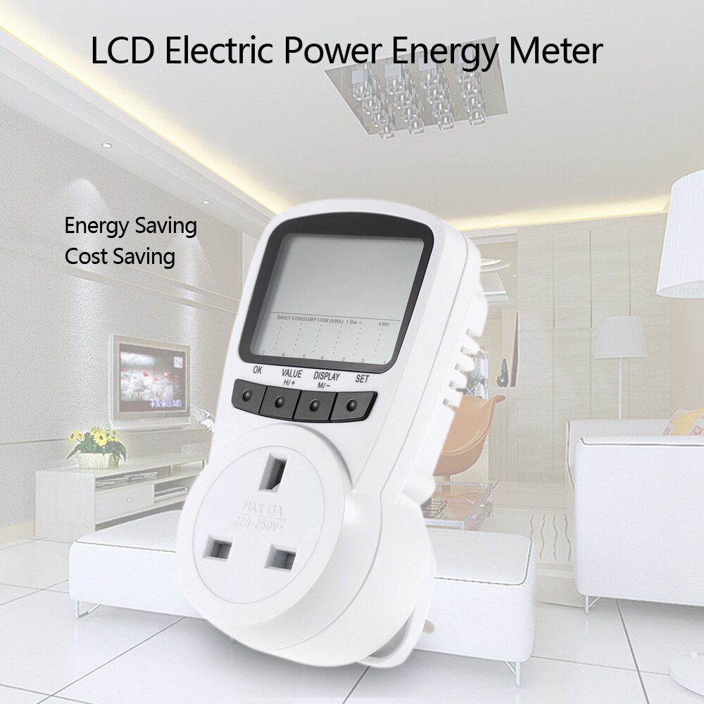 Digital LCD Electric Energy watt meter power meter analyzer Voltage Wattage Consumption Cost analyzer US UK EU AU Plug