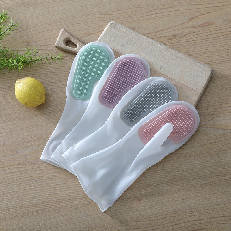 1/2PCS Dishwashing Cleaning Gloves Magic Silicone Rubber Dish Washing Glove for Household Scrubber Kitchen Cleaning Scrub Gloves