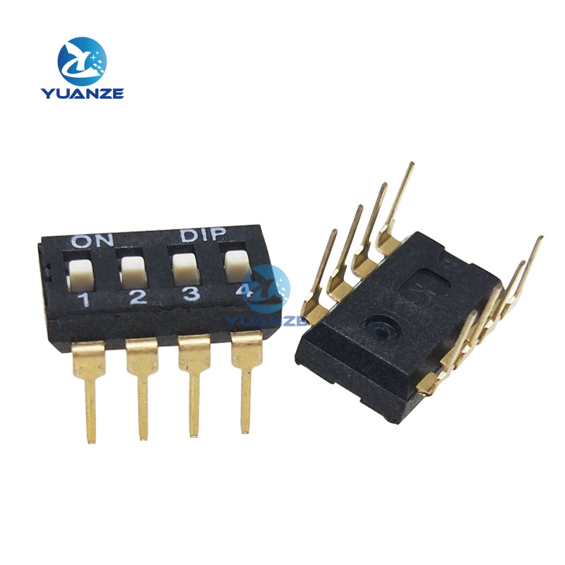 10pcs/lot Slide Type SMT SMD Dip Switch, 2.54mm Pitch 2 Row 4 Pin 2 Position / 8 pin 4 Position / 16 pin 8 Position: Red