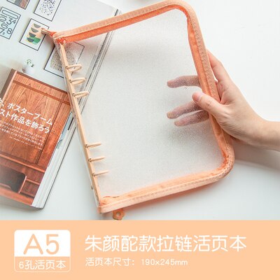 A5 zíper fichário photocards transparente recolher livro diário caderno postais organizador mangas papelaria escolar: Orange