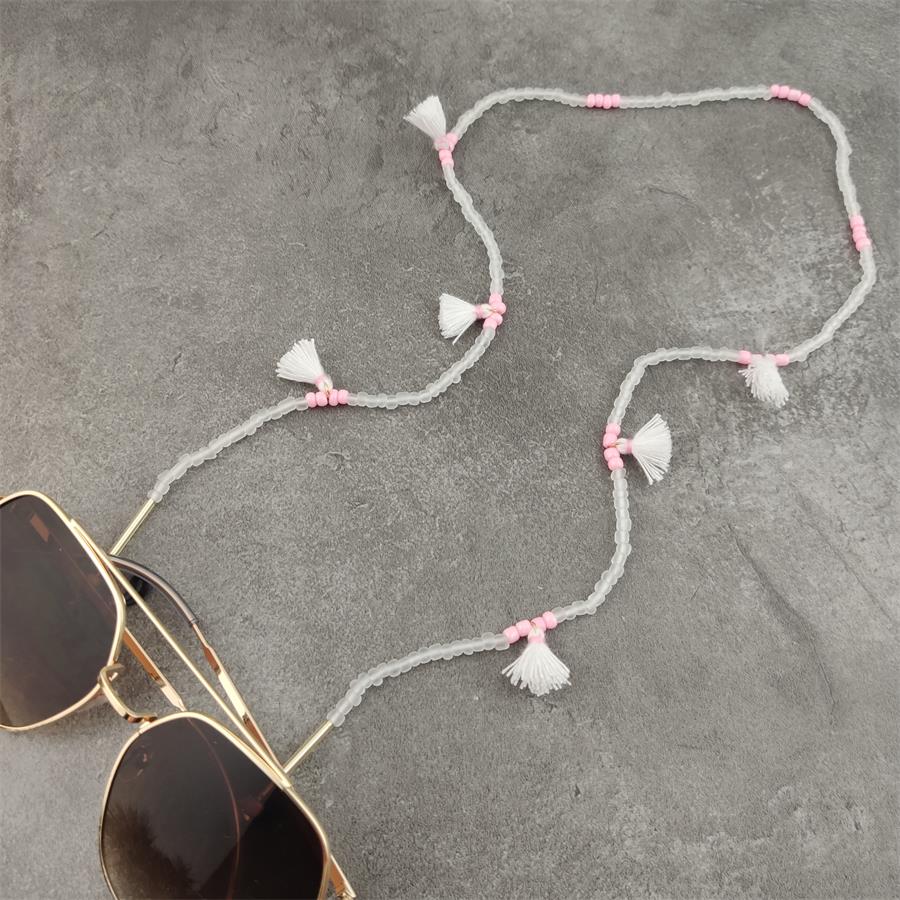Boho perles de verre chaînes de lunettes avec coton gland lunettes de soleil lunettes de lecture chaîne lunettes porte-cordon sangle de cou corde: 8
