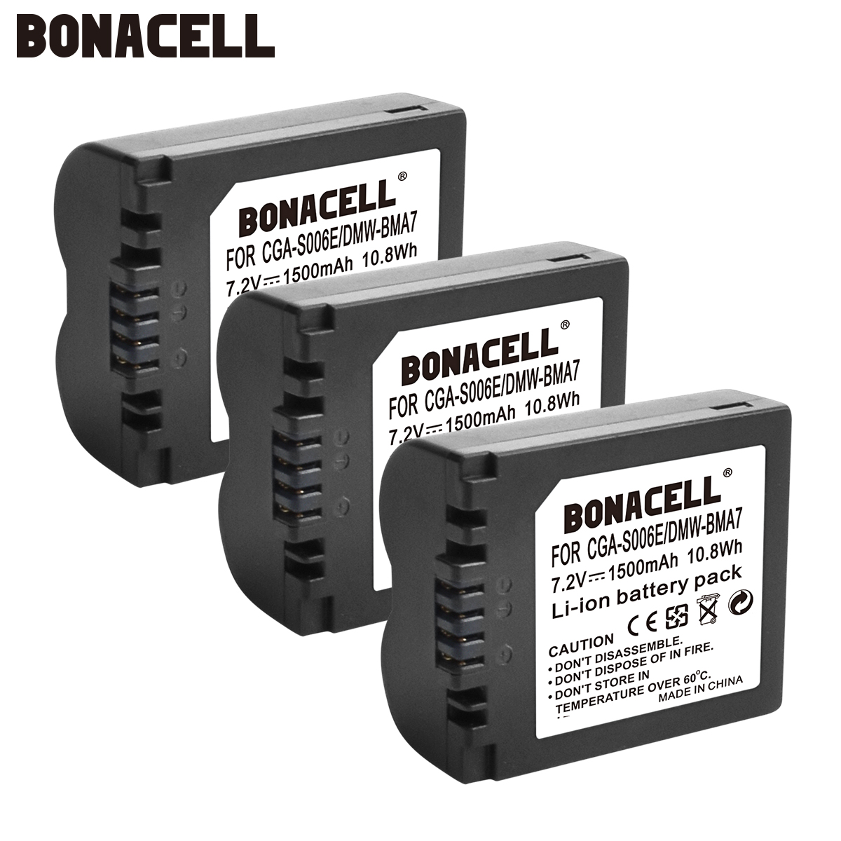 Bonacell 1500mAh CGA-S006 CGR CGA S006E S006A S006 DMW-BMA7 Camera Battery for Panasonic DMC FZ7 FZ8 FZ18 FZ28 FZ50 FZ30 L50