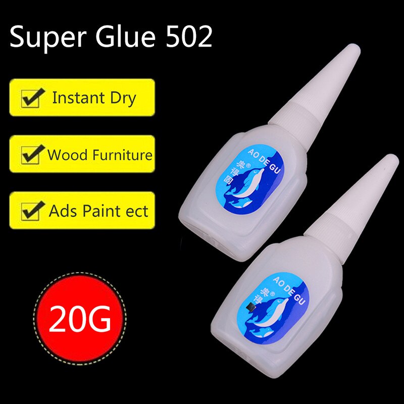 20g 502 instantáneo secado rápido cianoacrilato adhesivo fuerte vínculo de goma de cuero de vidrio de Metal de suministros de oficina 502 pegamento Super liquido