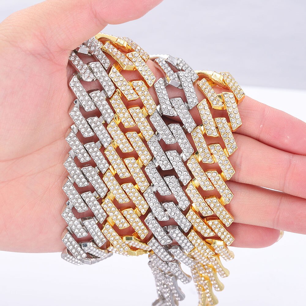 20mm catena da uomo con strass Miami catena cubana collane uomo Hip Hop Bling ghiacciato collana gioielli trasporto di goccia