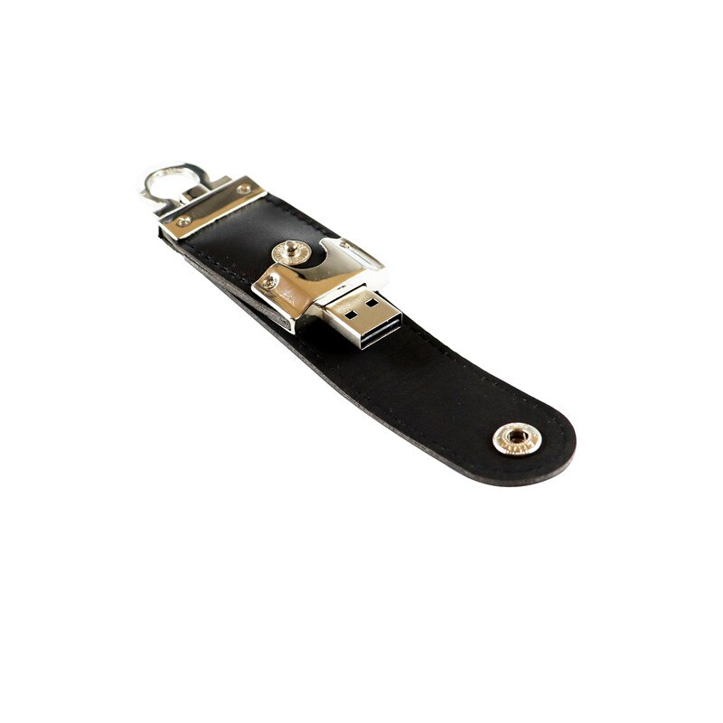 USB flash drive Leather metal keyring Pendrive creativo USB 2.0 32gb 16gb 8gb 4gb: 4GB / Black