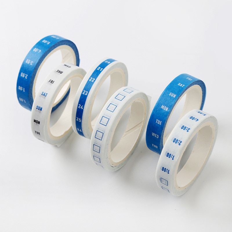4 stk mini timeplan papir washi tape uke dato klokkeslett sjekkliste 8mm selvklebende maskeringstape planlegger agenda klistremerker kontor  a6943