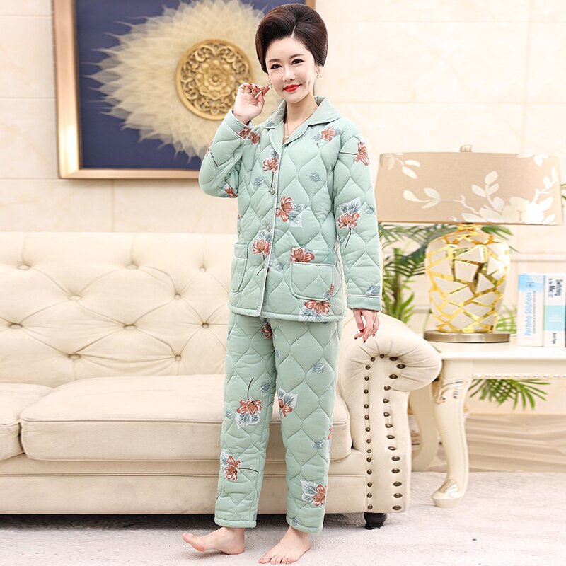 Pyjama matelassé en coton tricoté pour femme, – Grandado