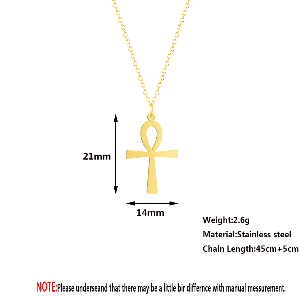 Kinitial Religion Ägyptischen Ankh Kreuz Halsketten Anhänger für Frauen Edelstahl Symbol des Lebens Halsketten Schmuck Schmuckstück