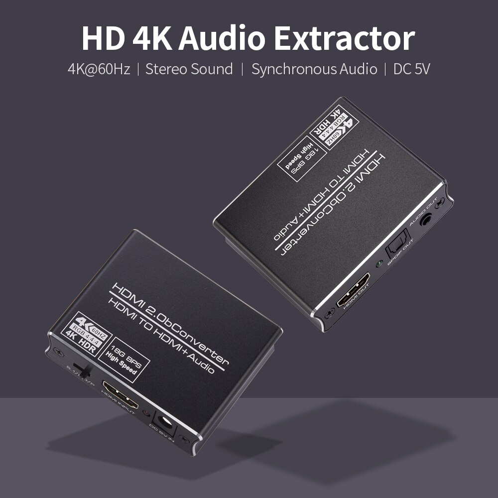 HD 4K Audio Extractor 4K HD Image Stereo Sound Synchronous Audio DC 5V Interface 5.1 Sound Channel HD Audio Extractor