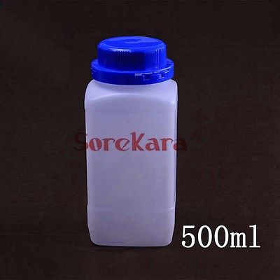 5 x 500ml White plastic Bottle Reagent Bottle Sample Vials Plastic Lid Blue Screw Cap Screw On Cover