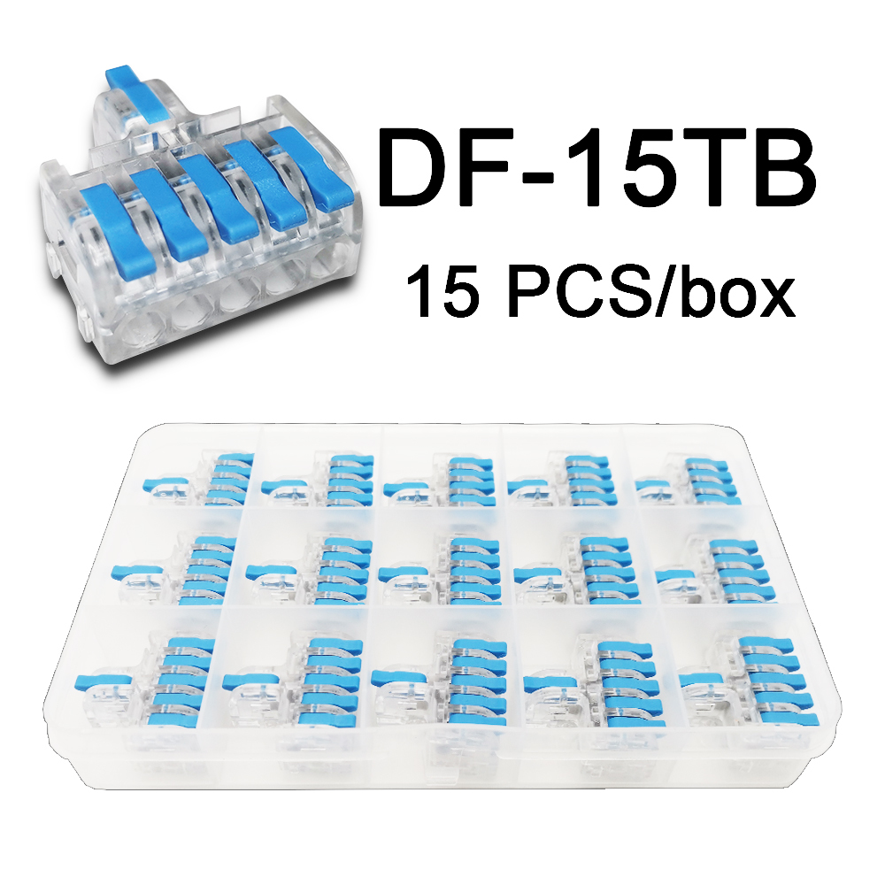 Mini Fast Boxed Wire Connector DF-12/13/14/15 Compact Conductor Spring Wiring Connector Conductor Push-in Terminal Block: 15 TB 15PCS