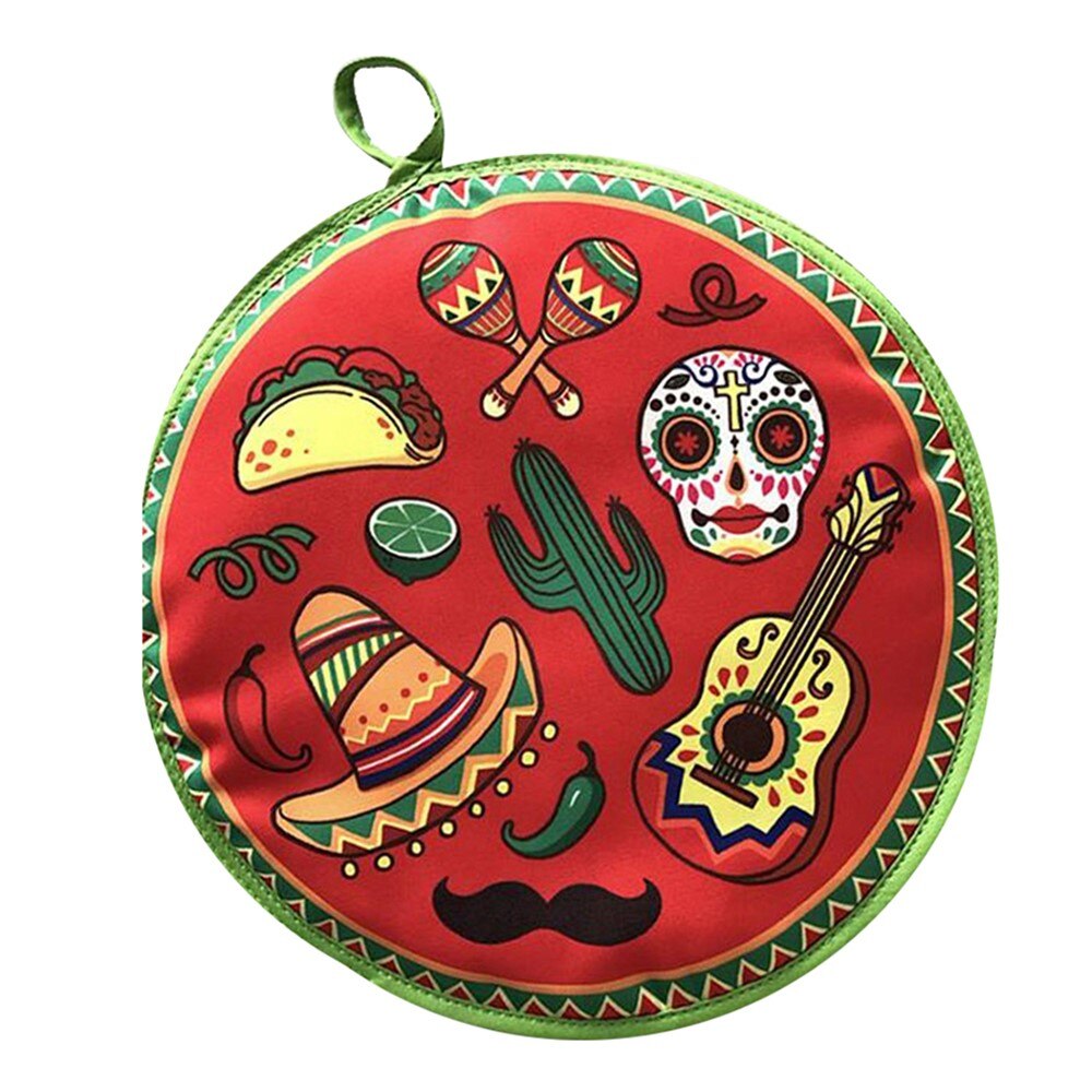 12inch Cloth Bag Burrito Portable Tortilla Warmer Pouch Home For Microwave Restaurant Food Pancake Heat Resistant Printed Flour: Cactus pattern