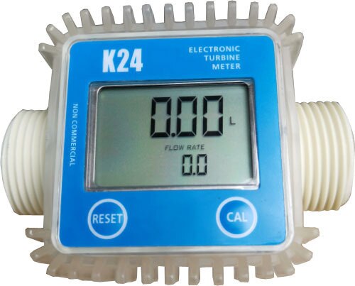 Digital K24 Turbine Flow Meter 1 Inch Vertical/Horizontal Diesel Oil Fuel Flow Meter Gauge For Chemicals Liquid Water: Blue Horizontal