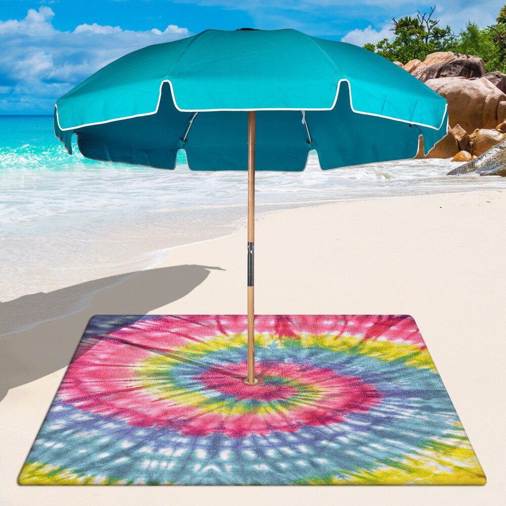 Band Tie Dye Square Beach Mat with 8CM Hole for Beach umbrella Microfiber sand free Multifunction Beach mat: printed 2 / 150x150cm