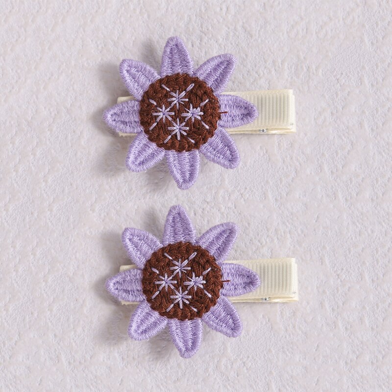 Pinzas para el pelo de punto de ganchillo para niña, horquillas para bebé, accesorios Kawaii, ganchos para el pelo de girasol, horquilla pequeña, sombreros para niños, 2 unids/set/Set: 1