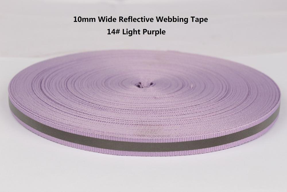 10mm breed reflecterende lint singels voor veilig product garment tassen schoenen DIY riem zwart grijs orange rood blauw groen roze geel: 14 light purple