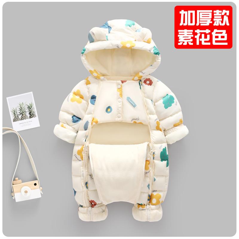 Overalls Plus Fluwelen Jumpsuits Baby Winter Rompertjes Cartoon Hooded Waterdicht Pasgeboren Meisjes Snowsuit Peuter Jongen Jas Kleding