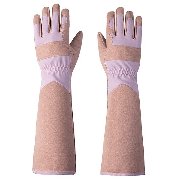 Langærmet håndledsbeskyttelseshandsker svejse arbejdere handske haveblomst beskæring arbejdskraftbeskyttelseshandsker til svejsning af køkken 2pc: 45cm lyserøde