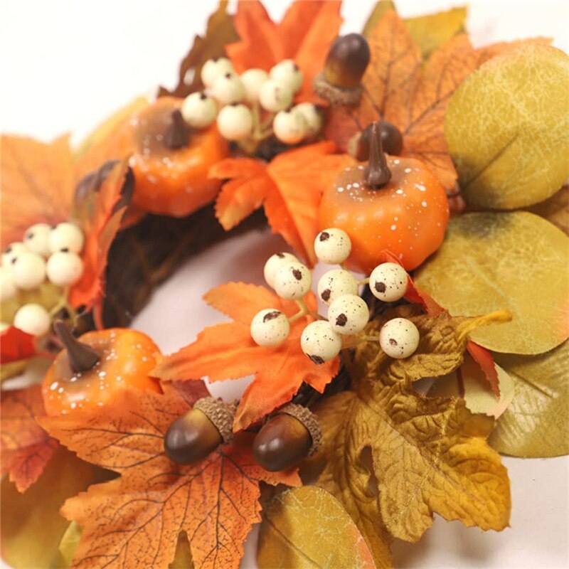 30cm wieniec na Halloween sztuczny liść klonu wieniec z dyni Halloween dekoracja drzwi świędo dziękczynienia wieniec jesienny