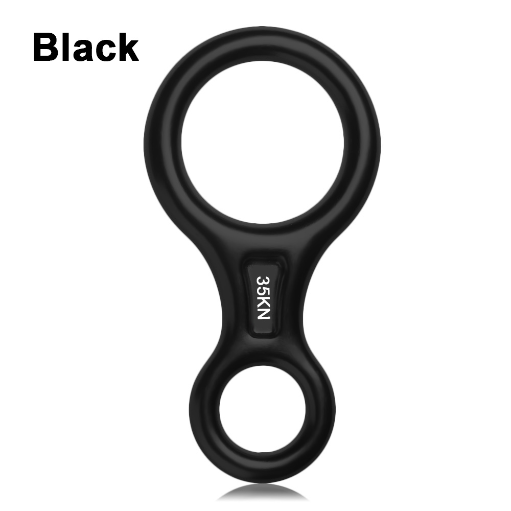 Rock Climbing 8-Shape Eight Ring Abseiling Device 35KN Descender Belay Rappelling Carabiner Downhill Rappelling Gear Molle: Black