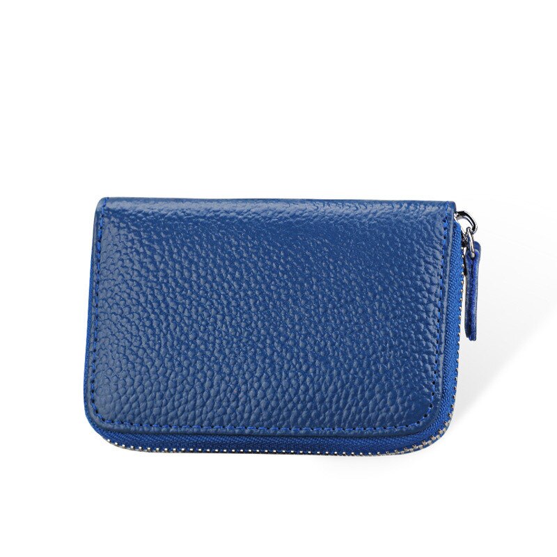 KEVIN YUN Brand Candy Colors Women Credit Card Holder Genuine Leather Wallet Purse ID Card Case: blue