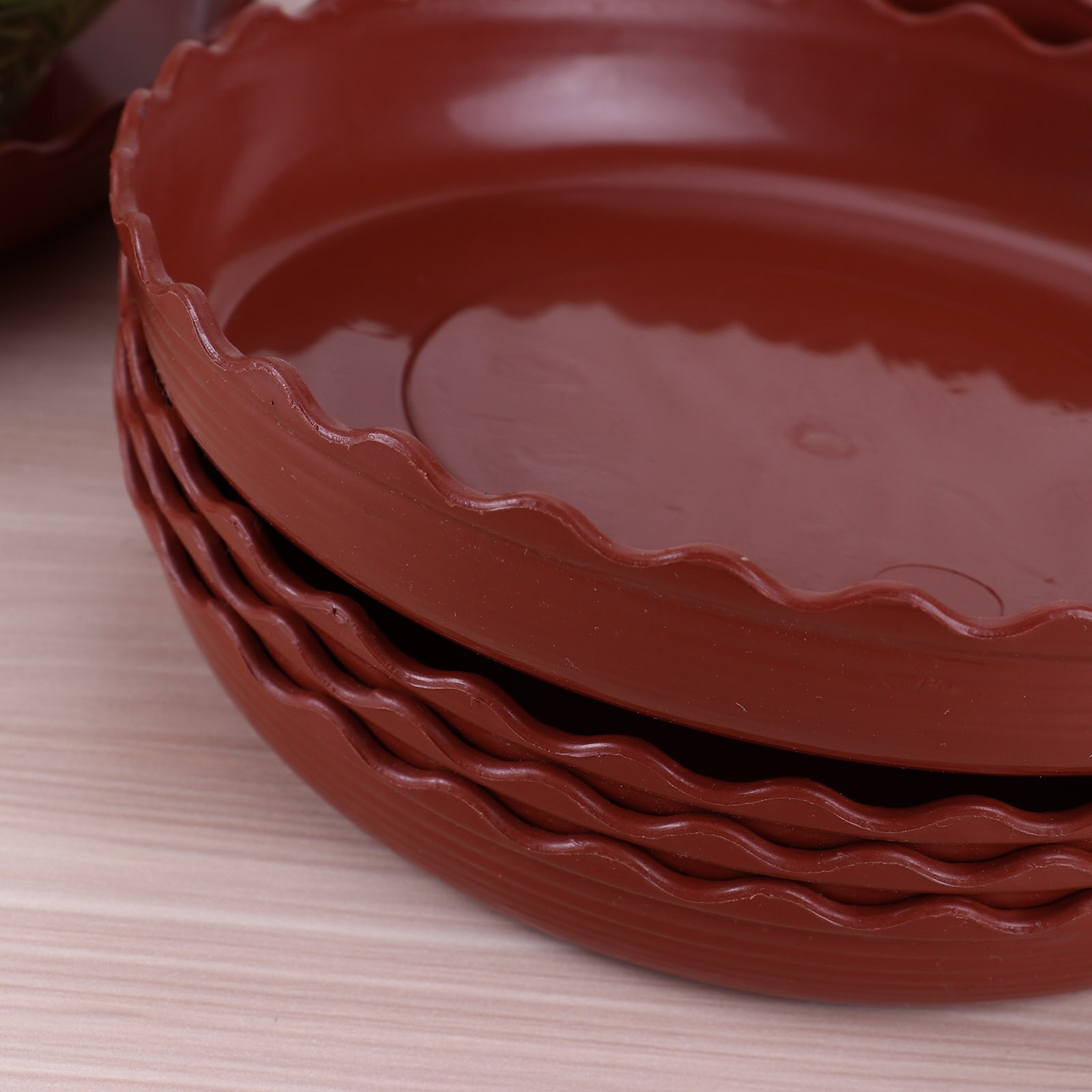 5Pcs Plastic Round Plastic Flower Pot Tray Home Garden Gear Shaped Edge Water Tray Flower Pot Base Planter Tray Potting Tray