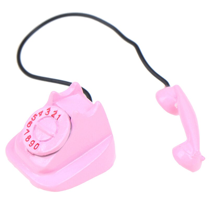 1:12 in miniatura Modello di Telefono Della Lega Dell'annata Retro Telefono Rotante Dollhouse Decorazione Accessori: 7