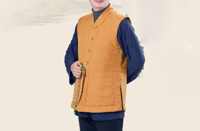 Trajes de monje shaolin cálidos unisex, ropa de kung fu, chaleco de Meditación Budista, abrigo zen, trajes de monjes, uniformes de invierno, gris/amarillo