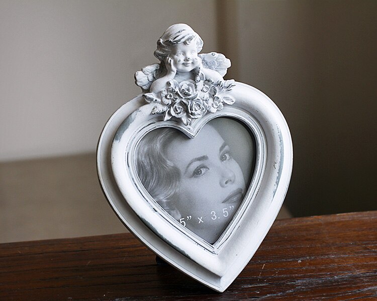 Nyeste hjerteform elliptisk europæisk retro ramme til gammel engel fotoramme brudekjole fotoramme hjemmeindretning