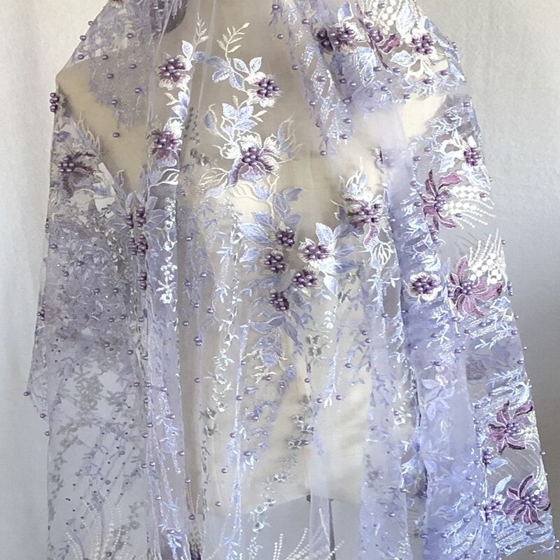 Saskia 1 yard perlebroderi stof afrikansk blonder mesh net stof materiale syning til brudekjole tøj blomst stof diy