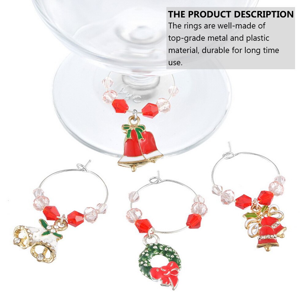 6 pièces Tasse Bague Cloche De Noël Verre À Vin Style Décor Fête Coupe En Verre De Vin Étiquette Joli Vin Bague En Verre Verre À Vin Coupe Bague De Marquage