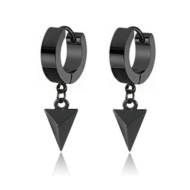 9 Pairs of Stainless Steel Stud Earrings Huggie Hoop Earrings Women&#39;s Men&#39;s Black Cross Punk Style Gothic Earring Set: Style H-1 pairs