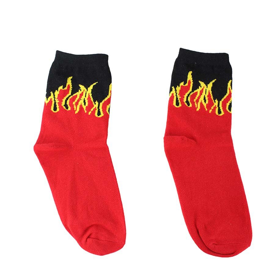 Männer Hip-Hop Hit Farbe Auf Feuer Crew Socken Rot Flamme Blaze Power Taschenlampe Heißer Wärme Straße Skateboard Baumwolle lange Socken: 1