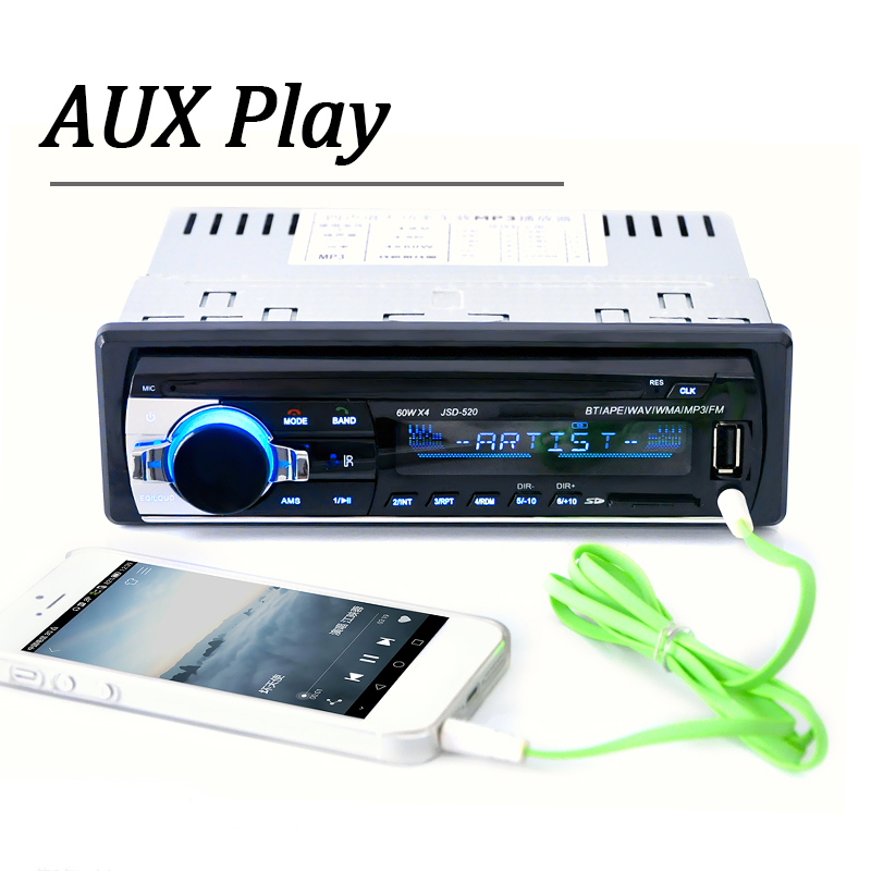 Radio Estéreo Digital con Bluetooth para coche, reproductor MP3, 60W x 4, FM, Audio, música, USB/SD, entrada auxiliar en el tablero