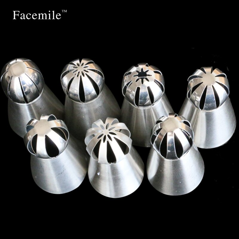 Facemile 7 stks Grote Size Icing Nozzle Decorating Tip Sugarcraft Cake Decorating Gereedschap Bakken Tools Bakvormen set 53040