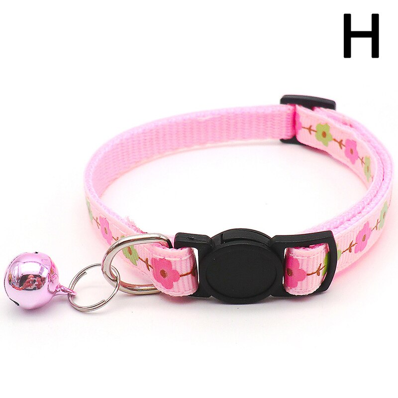 Collier réglable pour chien et chat, imprimé de fleurs, avec cloche, boucle de sécurité universelle, accessoire pour animaux de compagnie, nouveauté: H