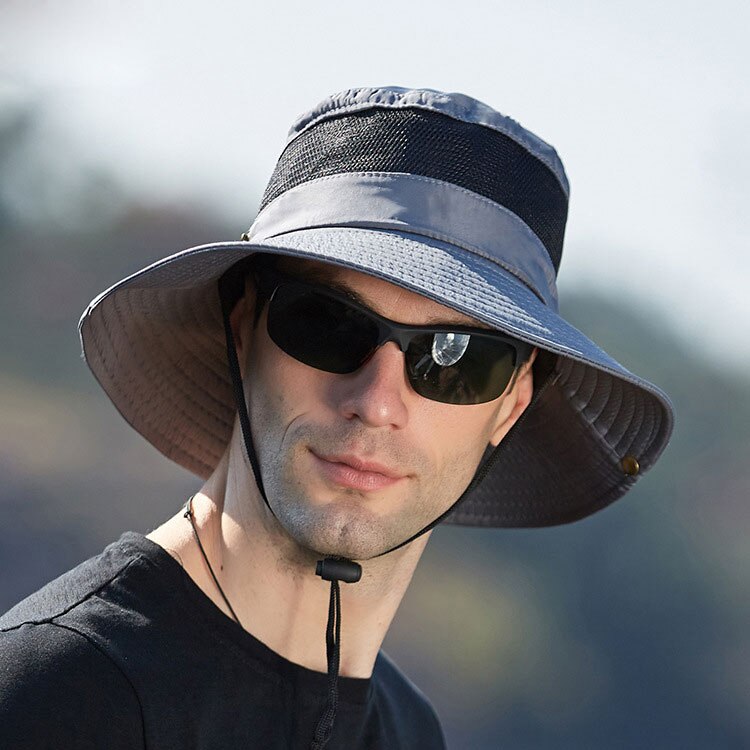 Men's Panama Hat Outdoor UV-proof Breathable Bucket Hat Wide Brim Hat Summer Hiking Anti-UV Sun Hat Fisherman Hat Cowboy Cap