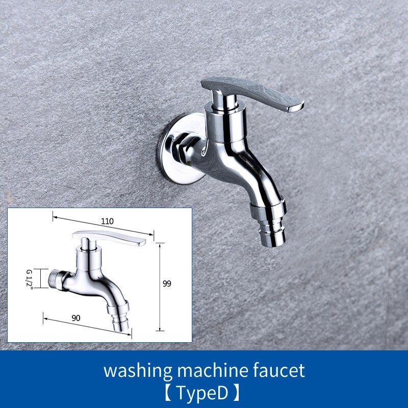 Wall Mounted Lengthen Washing Machine Tap Mop Pool Tap Garden Outdoor Water Modern Kitchen Bathroom Faucet: D Type