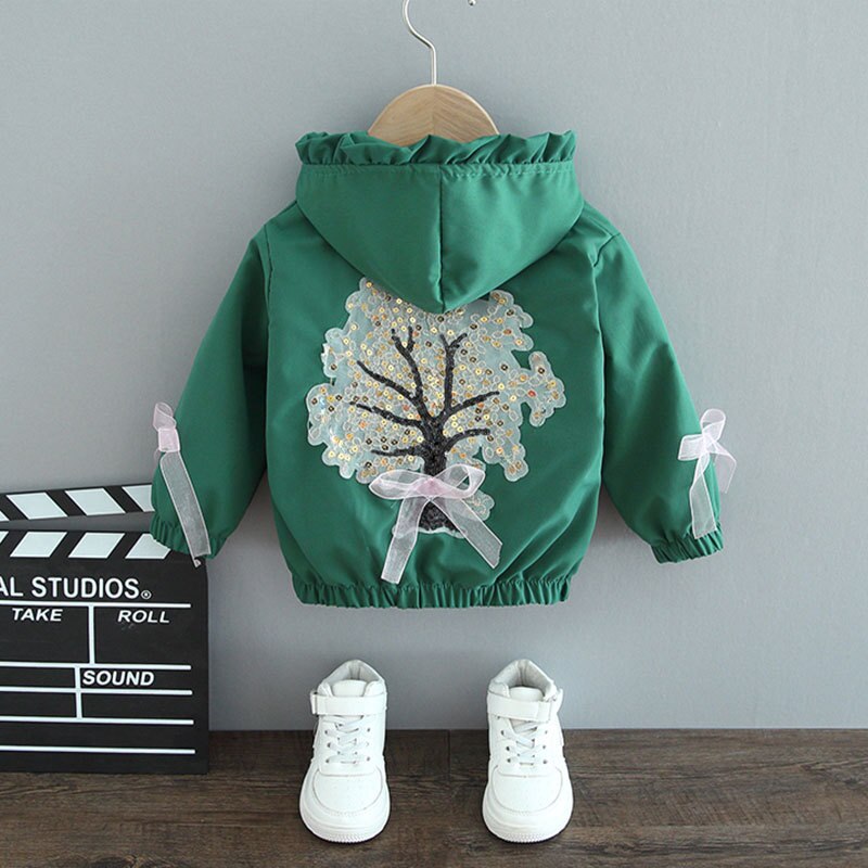 Veste fine et douce pour filles, manteau deux couleurs, arbre à paillettes, printemps été automne