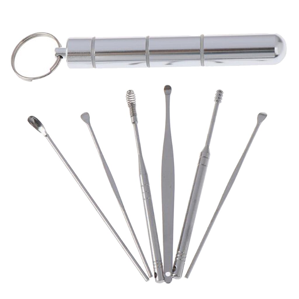 6 Piece Ear Cleaner Tool Stainless Steel Ear Wax Removal Kit Ear Cleaning Spoon Set Ears Tool Ear Pick Tool with Storage Box
